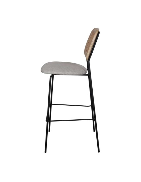 Taburete Alto CARDINAL 75 cm, Metal / Ratán / Textil Arena