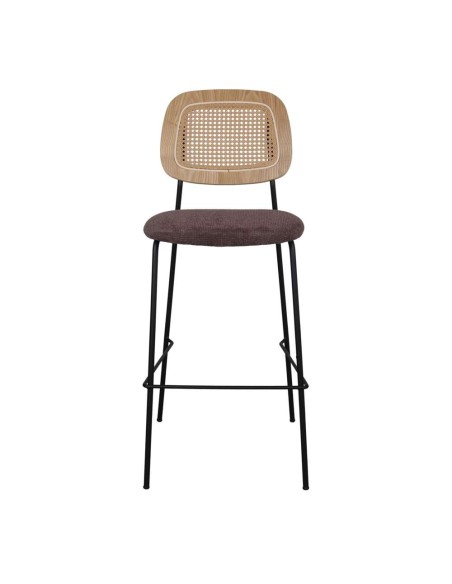 Taburete Alto CARDINAL 75 cm, Metal / Ratán / Textil Topo