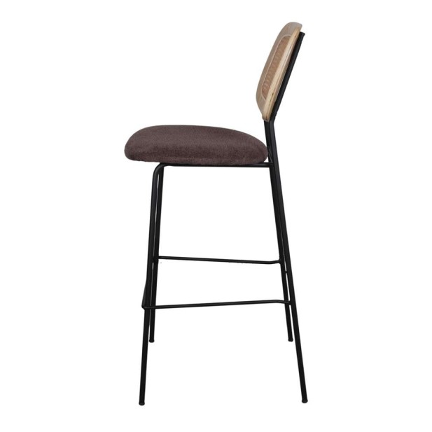 Taburete Alto CARDINAL 75 cm, Metal / Ratán / Textil Topo Taburete Alto CARDINAL 75 cm, Metal / Ratán / Textil Topo