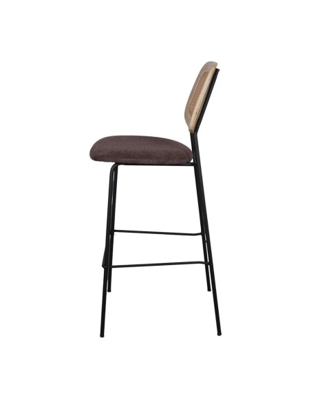 Taburete Alto CARDINAL 75 cm, Metal / Ratán / Textil Topo