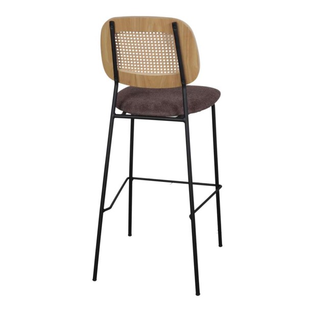 Taburete Alto CARDINAL 75 cm, Metal / Ratán / Textil Topo Taburete Alto CARDINAL 75 cm, Metal / Ratán / Textil Topo