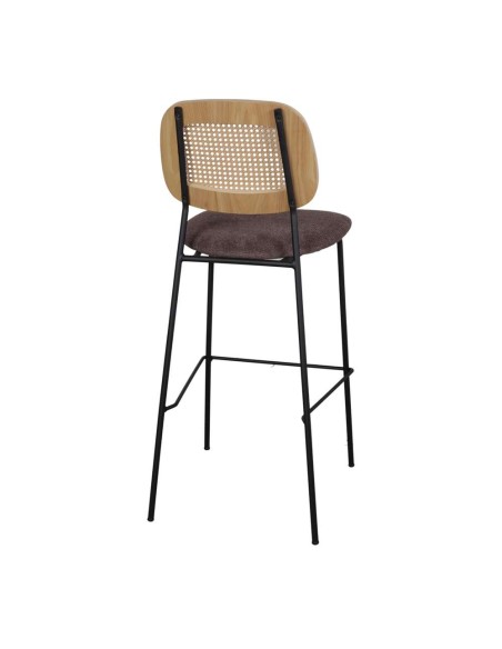 Taburete Alto CARDINAL 75 cm, Metal / Ratán / Textil Topo