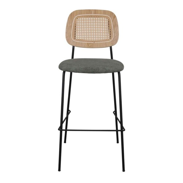 Taburete Alto CARDINAL 75 cm, Metal / Ratán / Textil Verde Taburete Alto CARDINAL 75 cm, Metal / Ratán / Textil Verde