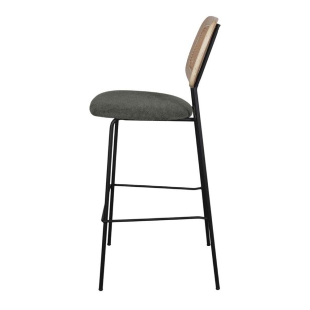 Taburete Alto CARDINAL 75 cm, Metal / Ratán / Textil Verde Taburete Alto CARDINAL 75 cm, Metal / Ratán / Textil Verde