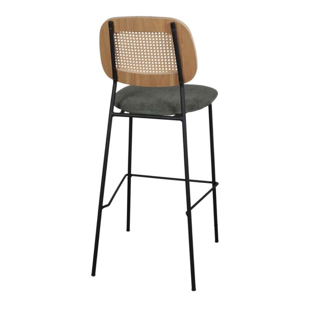 Taburete Alto CARDINAL 75 cm, Metal / Ratán / Textil Verde Taburete Alto CARDINAL 75 cm, Metal / Ratán / Textil Verde
