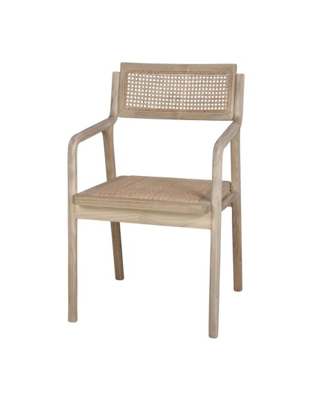 Silla con Brazos ISOS, Madera / Ratán Natural. Vackart