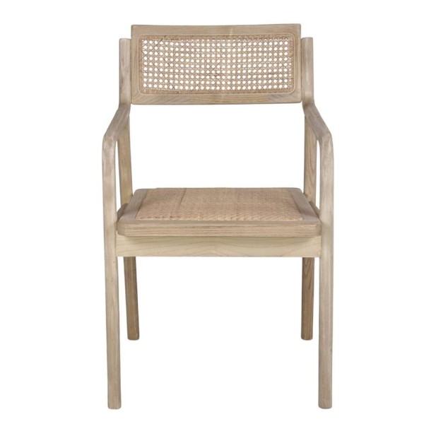 Silla con Brazos ISOS, Madera / Ratán Natural. Vackart
