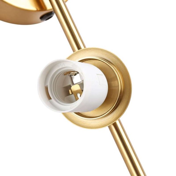 Aplique KLEK con acabado latón con 2 bolas de cristal opalino