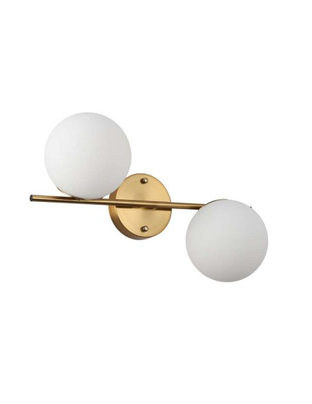 Aplique KLEK con acabado latón con 2 bolas de cristal opalino