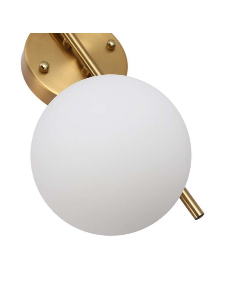 Aplique KLEK con acabado latón con 2 bolas de cristal opalino