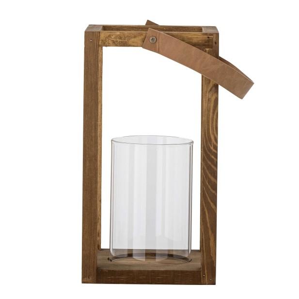 Farol LYRA 30cm Alto, Madera Natural / Cristal - Bloomingville Vackart