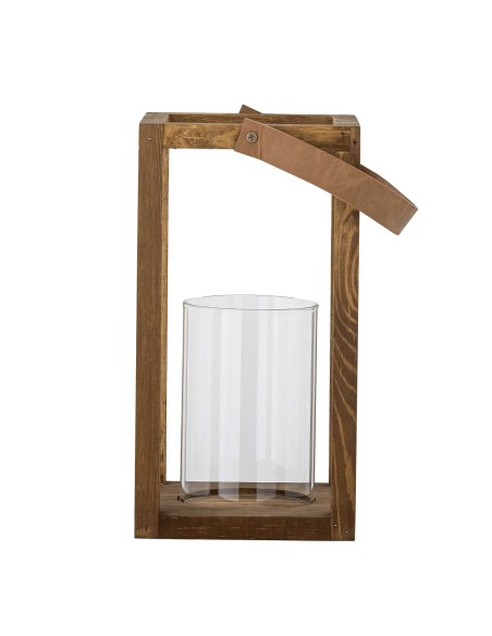 Farol LYRA 30cm Alto, Madera Natural / Cristal - Bloomingville Vackart