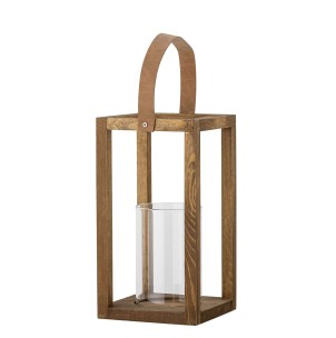 Farol LYRA 30cm Alto, Madera Natural / Cristal - Bloomingville Vackart 2