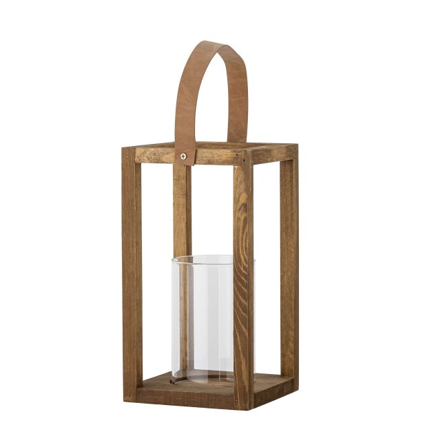 Farol LYRA 30cm Alto, Madera Natural / Cristal - Bloomingville Vackart