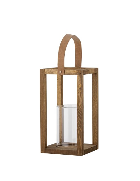 Farol LYRA 30cm Alto, Madera Natural / Cristal - Bloomingville Vackart