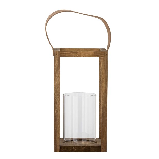 Farol LYRA 30cm Alto, Madera Natural / Cristal - Bloomingville Vackart