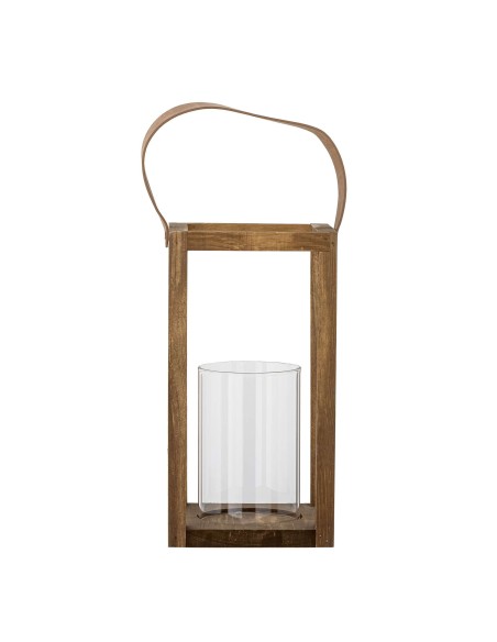 Farol LYRA 30cm Alto, Madera Natural / Cristal - Bloomingville Vackart
