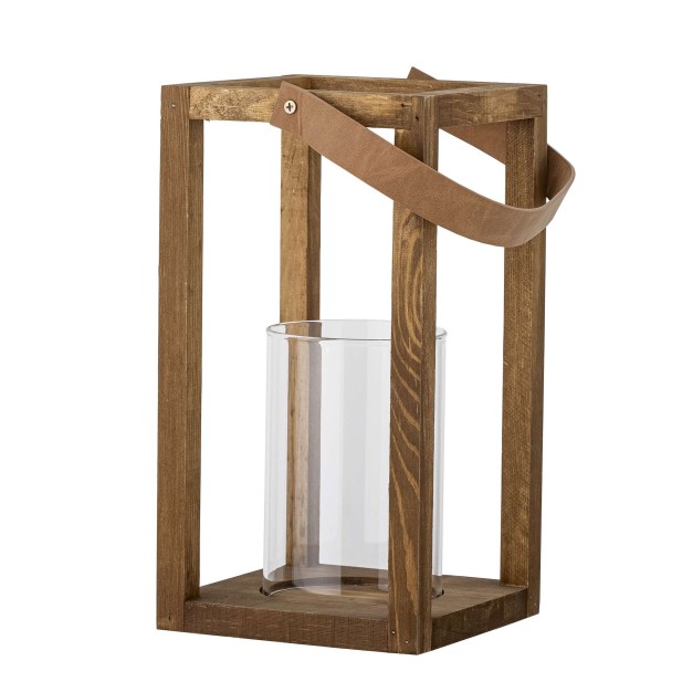 Farol LYRA 30cm Alto, Madera Natural / Cristal - Bloomingville Vackart