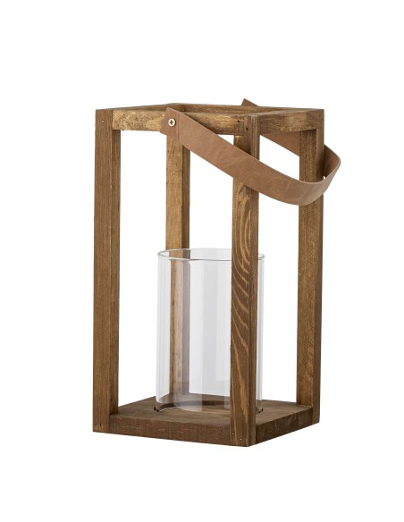 Farol LYRA 30cm Alto, Madera Natural / Cristal - Bloomingville Vackart