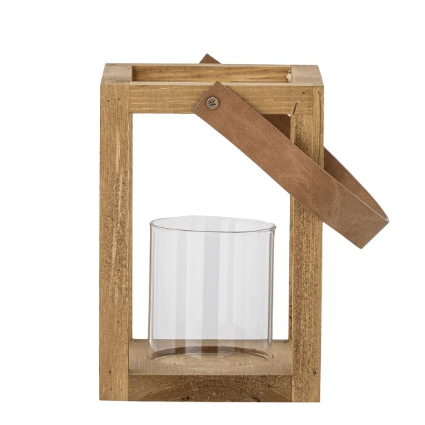 Farol LYRA 20cm Alto, Madera Natural / Cristal - Bloomingville Vackart