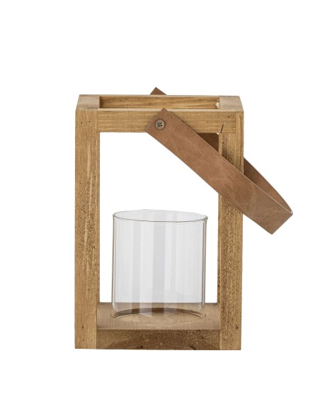 Farol LYRA 20cm Alto, Madera Natural / Cristal - Bloomingville Vackart