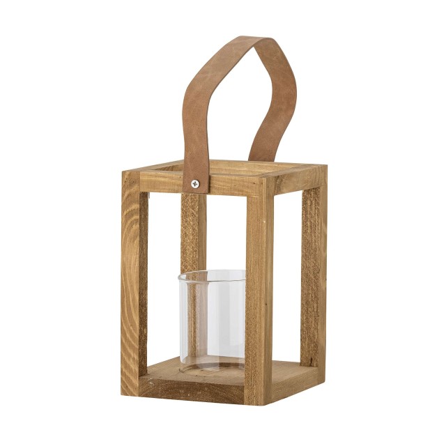 Farol LYRA 20cm Alto, Madera Natural / Cristal - Bloomingville Vackart
