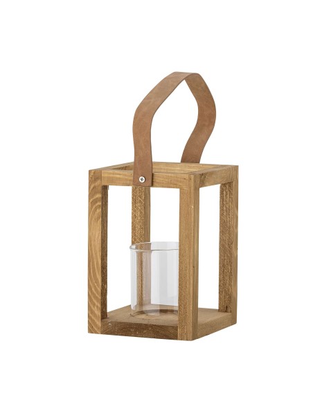 Farol LYRA 20cm Alto, Madera Natural / Cristal - Bloomingville Vackart