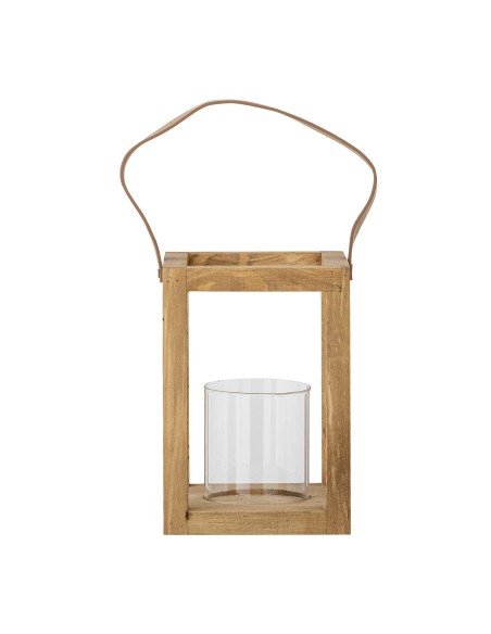Farol LYRA 20cm Alto, Madera Natural / Cristal - Bloomingville Vackart