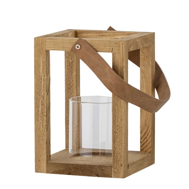 Farol LYRA 20cm Alto, Madera Natural / Cristal - Bloomingville Vackart