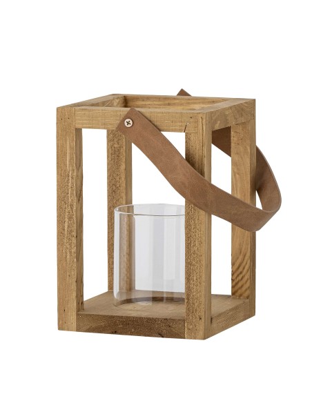 Farol LYRA 20cm Alto, Madera Natural / Cristal - Bloomingville Vackart