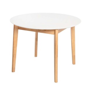 Mesa Extensible HAL Ø100 (100x130) x76 cm, DM Blanco / Madera - Vackart. La más exclusiva selección de mesas de diseño, solo en Vackart, tu tienda de diseño