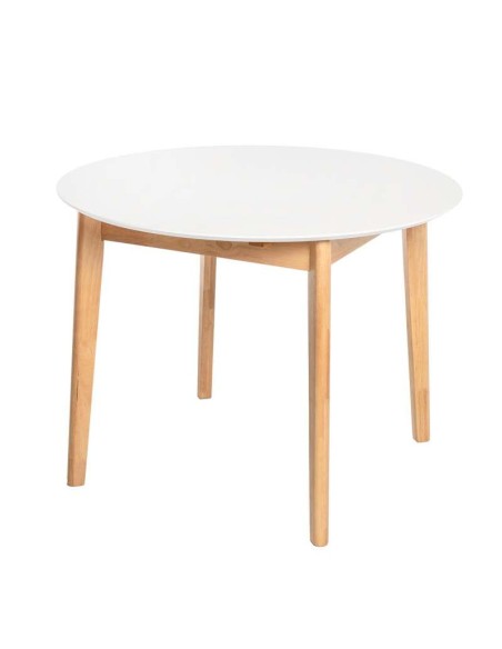 Mesa Extensible HAL Ø100 (100x130) cm, DM Blanco / Madera - Vackart