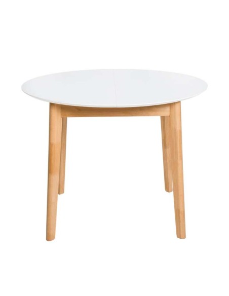 Mesa Extensible HAL Ø100 (100x130) cm, DM Blanco / Madera - Vackart