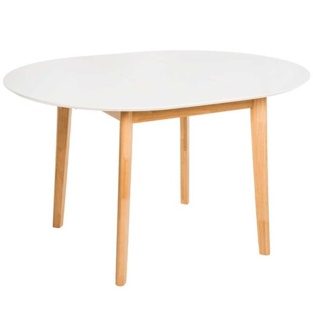 Mesa Extensible HAL Ø100 (100x130) cm, DM Blanco / Madera - Vackart Mesa Extensible HAL Ø100 (100x130) cm, DM Blanco / Madera - Vackart