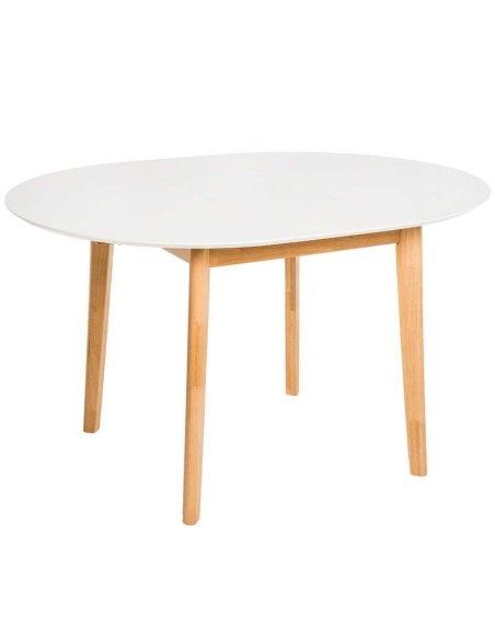 Mesa Extensible HAL Ø100 (100x130) cm, DM Blanco / Madera - Vackart