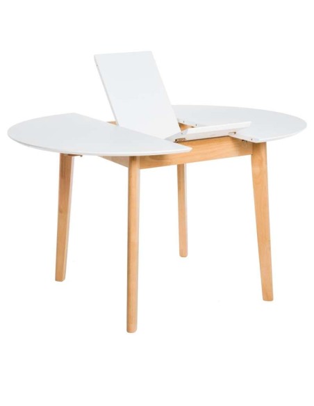 Mesa Extensible HAL Ø100 (100x130) cm, DM Blanco / Madera - Vackart