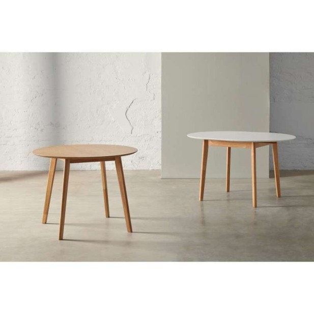 Mesa Extensible HAL Ø100 (100x130) cm, DM Blanco / Madera - Vackart Mesa Extensible HAL Ø100 (100x130) cm, DM Blanco / Madera - Vackart