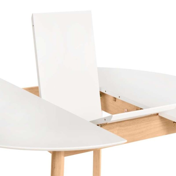 Mesa Extensible HAL Ø100 (100x130) cm, DM Blanco / Madera - Vackart Mesa Extensible HAL Ø100 (100x130) cm, DM Blanco / Madera - Vackart