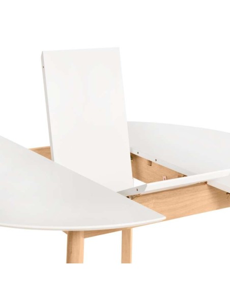 Mesa Extensible HAL Ø100 (100x130) cm, DM Blanco / Madera - Vackart
