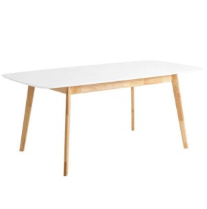 Mesa Extensible DAPHNE 140/180x90 cm, Madera Blanca / Natural - Vackart. La más exclusiva selección de mesas de diseño, solo en Vackart, tu tienda de diseño
