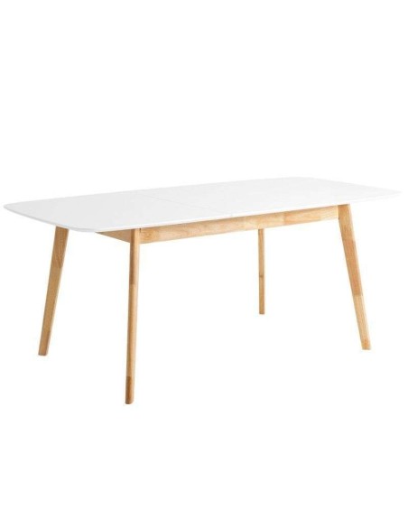 Mesa Extensible DAPHNE 140/180x90 cm Madera Blanca / Natural - Vackart