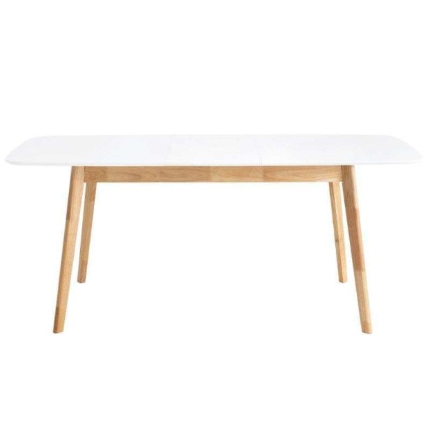 Mesa Extensible DAPHNE 140/180x90 cm Madera Blanca / Natural - Vackart