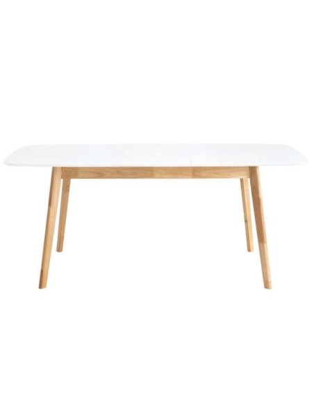 Mesa Extensible DAPHNE 140/180x90 cm Madera Blanca / Natural - Vackart