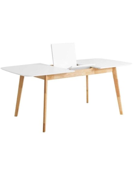 Mesa Extensible DAPHNE 140/180x90 cm Madera Blanca / Natural - Vackart