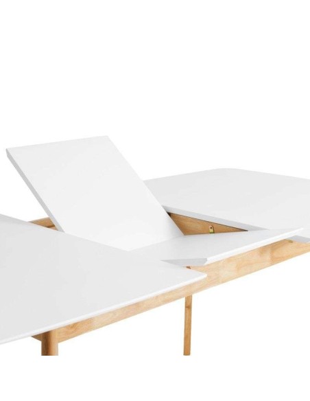 Mesa Extensible DAPHNE 140/180x90 cm Madera Blanca / Natural - Vackart