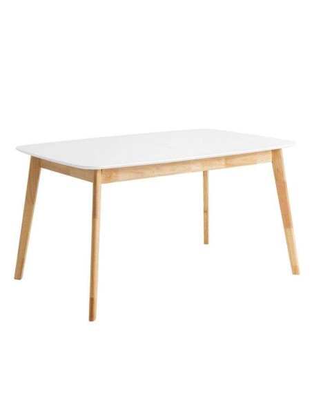 Mesa Extensible DAPHNE 120/150x80 cm Madera Blanca / Natural - Vackart 