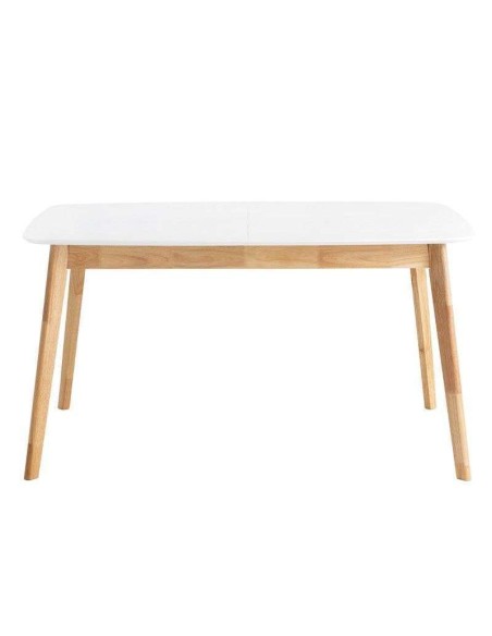 Mesa Extensible DAPHNE 120/150x80 cm Madera Blanca / Natural - Vackart 
