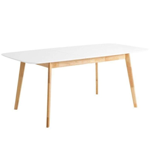 Mesa Extensible DAPHNE 120/150x80 cm Madera Blanca / Natural - Vackart 