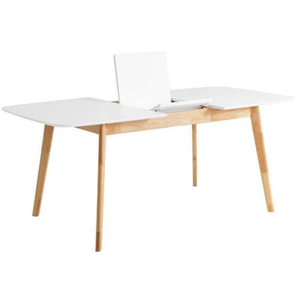 Mesa Extensible DAPHNE 120/150x80 cm Madera Blanca / Natural - Vackart 