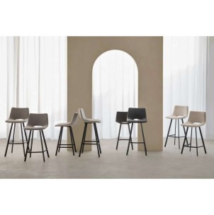 Taburete Alto TEHUV 75,5 cm, Textil Gris Claro / Metal. Vackart 2